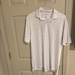 Johnnie-O White Polo Shirt with Multicolor Print